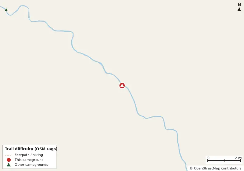 Map of roads, water and trails within about 5 miles of Adams Tract