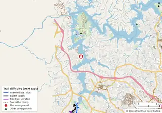 Map of bike trails near Allatoona Landing Marine Resort Campground