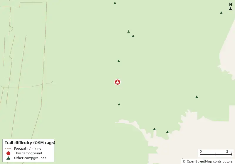 Map of roads, water and trails within about 5 miles of Borrow Pit #1 Camp