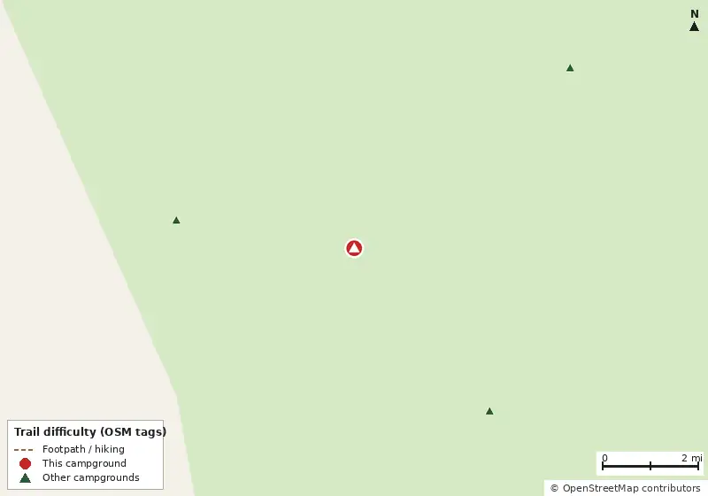 Map of roads, water and trails within about 5 miles of Broad River Campsite