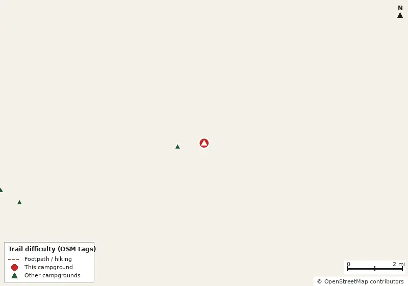 Map of roads, water and trails within about 5 miles of Bumblebee Ridge Campsite