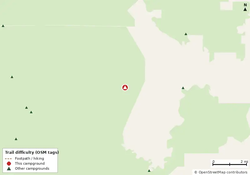 Map of roads, water and trails within about 5 miles of Bus Stop