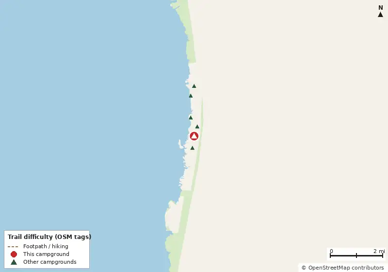 Map of roads, water and trails within about 5 miles of Cedar Hammock RV Park