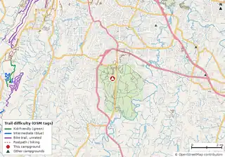 Map of trails near Chickamauga Battlefield Group Campground