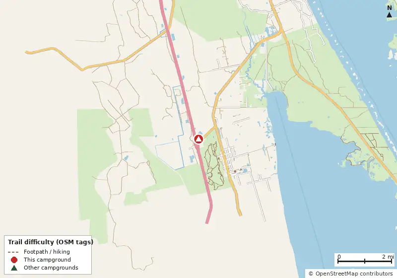 Map of roads, water and trails within about 5 miles of Crystal Lake RV Park