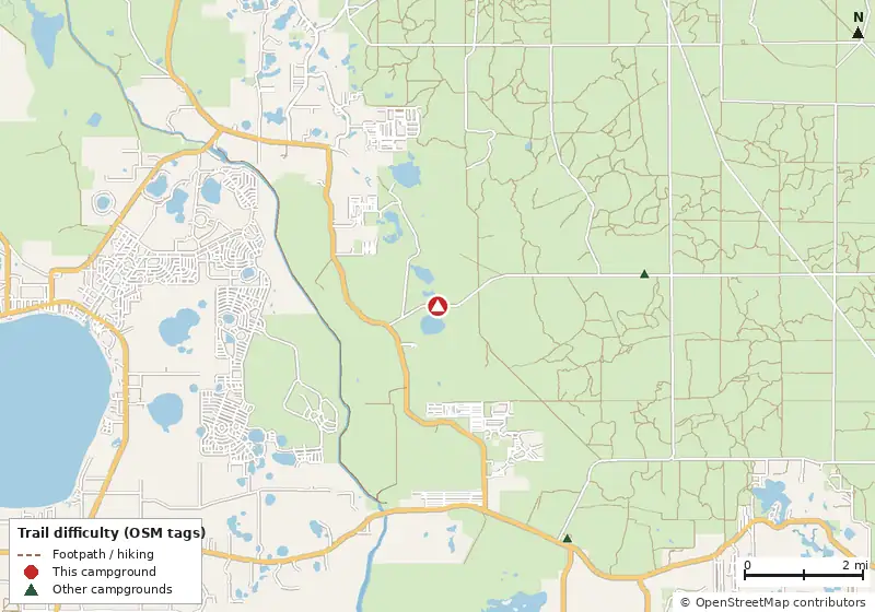 Map of roads, water and trails within about 5 miles of Doe Lake Group Site