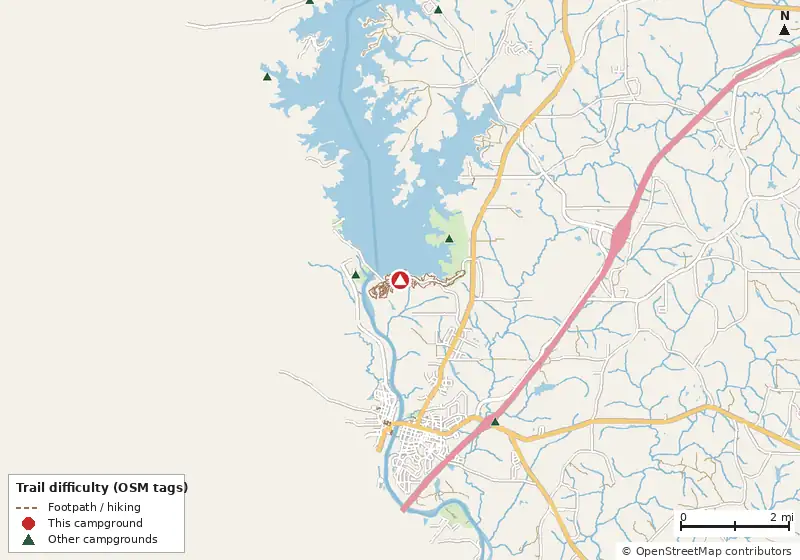 Map of roads, water and trails within about 5 miles of Eagleview Park