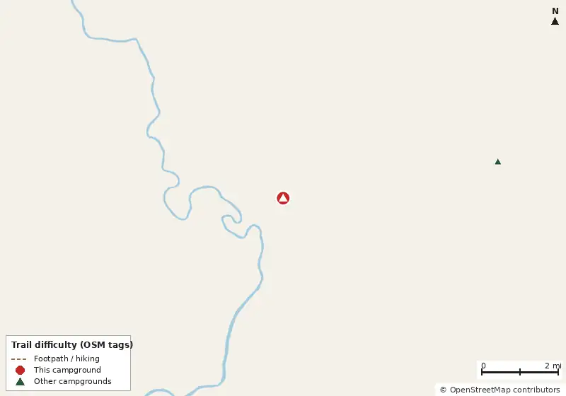 Map of roads, water and trails within about 5 miles of Ellie Ray Campground