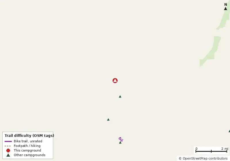 Map of roads, water and trails within about 5 miles of Encore Fort Myers Beach, with bike trails colored by their OpenStreetMap difficulty tags