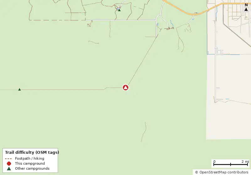 Map of roads, water and trails within about 5 miles of Ernest Coe