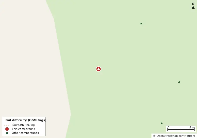 Map of roads, water and trails within about 5 miles of Graveyard Creek Camp