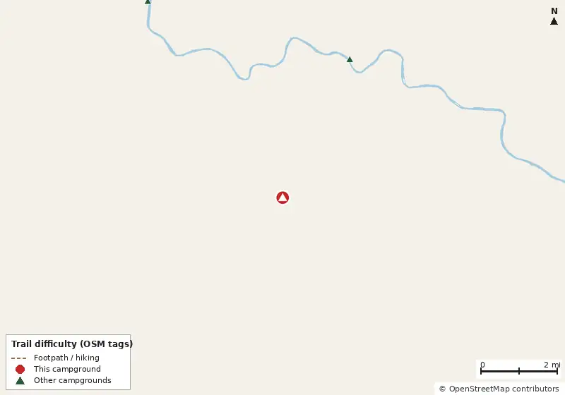 Map of roads, water and trails within about 5 miles of Hidden Oaks RV & Campground