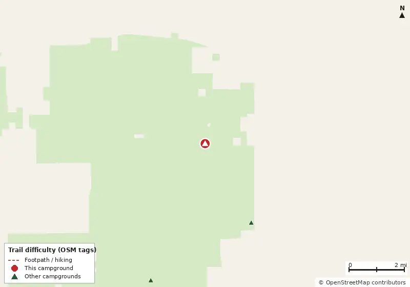 Map of roads, water and trails within about 5 miles of Holder Mine Campground