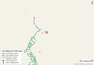 Map of bike trails near Horse Campground