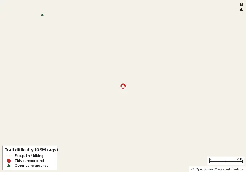 Map of roads, water and trails within about 5 miles of Indian Pass Campground