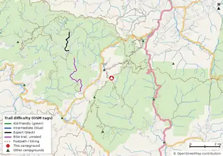 Map of bike trails near Jarrard Gap Campsite