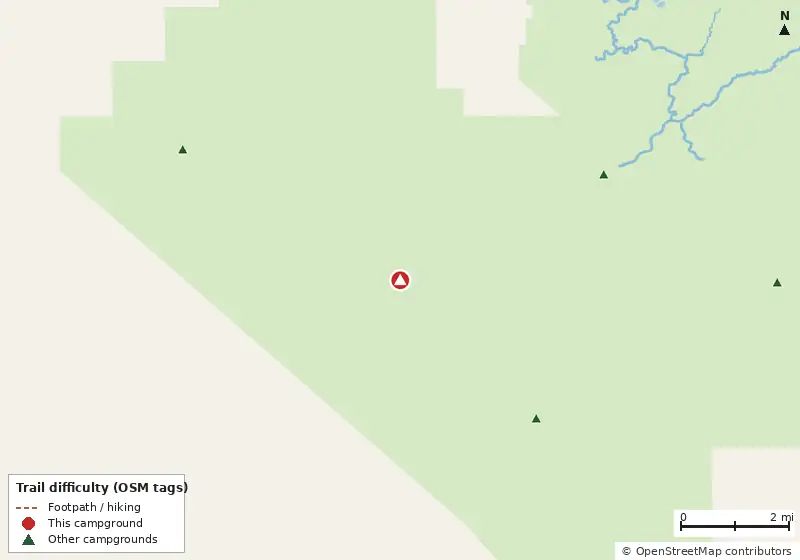 Map of roads, water and trails within about 5 miles of Jewell Key Beach Campsite