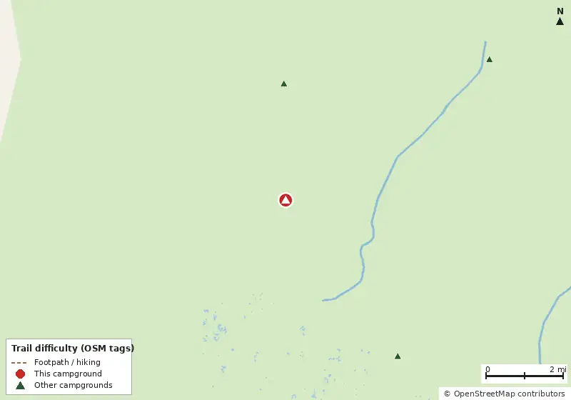 Map of roads, water and trails within about 5 miles of Joe River Chickee #1