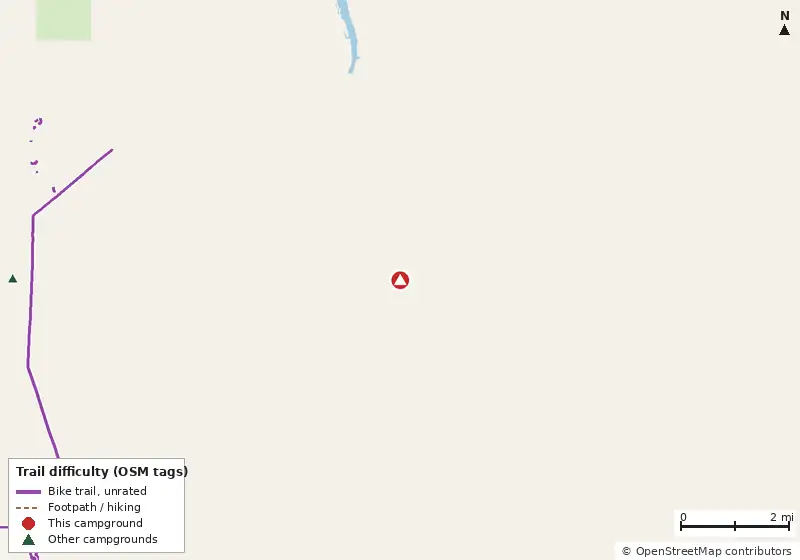 Map of roads, water and trails within about 5 miles of Juno Ocean Walk RV Resort, with bike trails colored by their OpenStreetMap difficulty tags