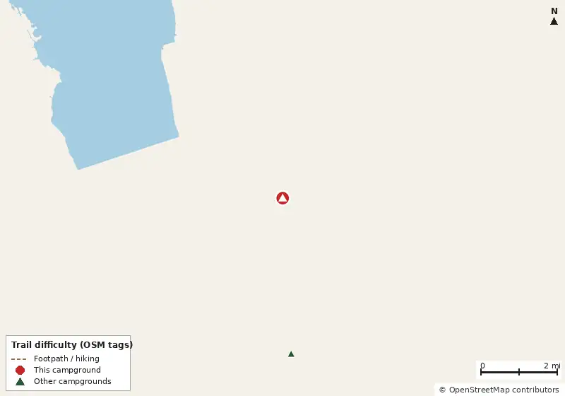 Map of roads, water and trails within about 5 miles of Kitty Hawk RV Park