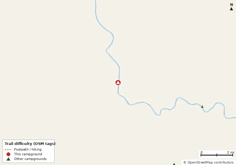 Map of roads, water and trails within about 5 miles of Lafayette Blue Springs State Park Campground