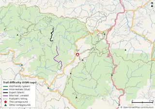 Map of bike trails near Lake Winfield Scott Campground