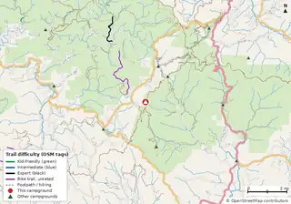 Map of bike trails near Lance Creek Campsite
