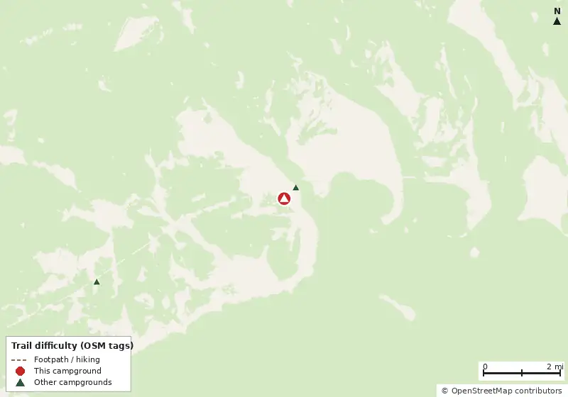 Map of roads, water and trails within about 5 miles of Lazy Lakes RV Resort