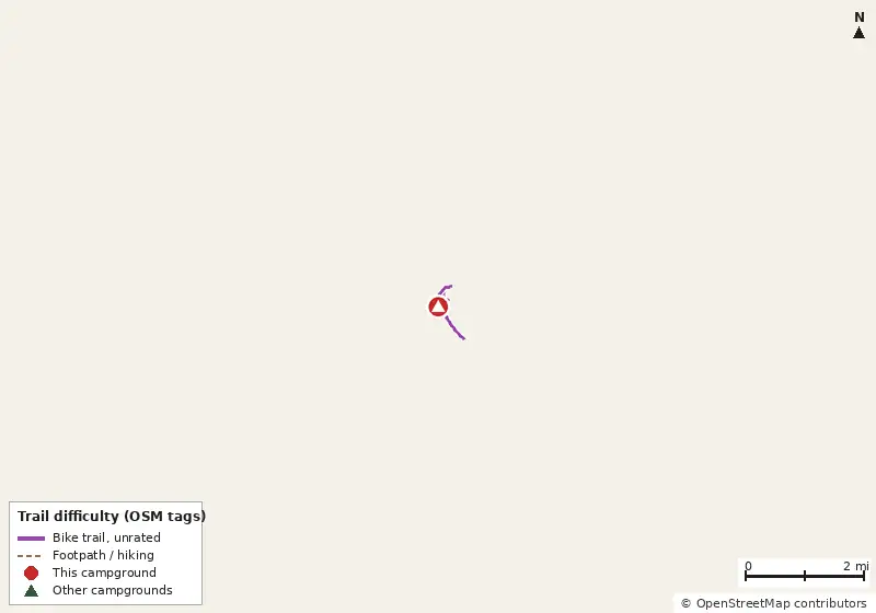 Map of roads, water and trails within about 5 miles of Little Manatee River State Park Campground, with bike trails colored by their OpenStreetMap difficulty tags