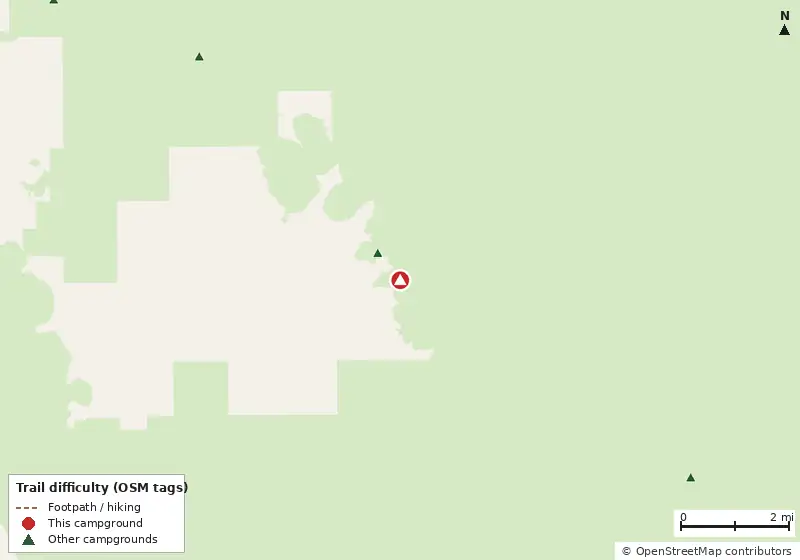 Map of roads, water and trails within about 5 miles of Lostman's Five Campsite