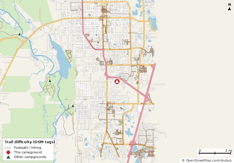 Map of roads, water and trails within about 5 miles of Luna Sands Resort