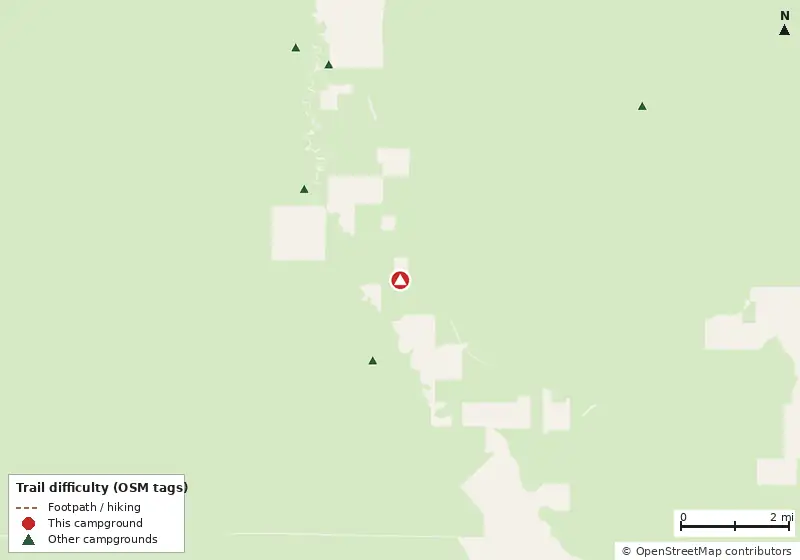 Map of roads, water and trails within about 5 miles of Mack Slough