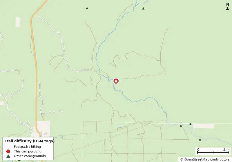Map of roads, water and trails within about 5 miles of Magnolia Landing