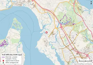 Map of the area around Fort Eustis Family Campground