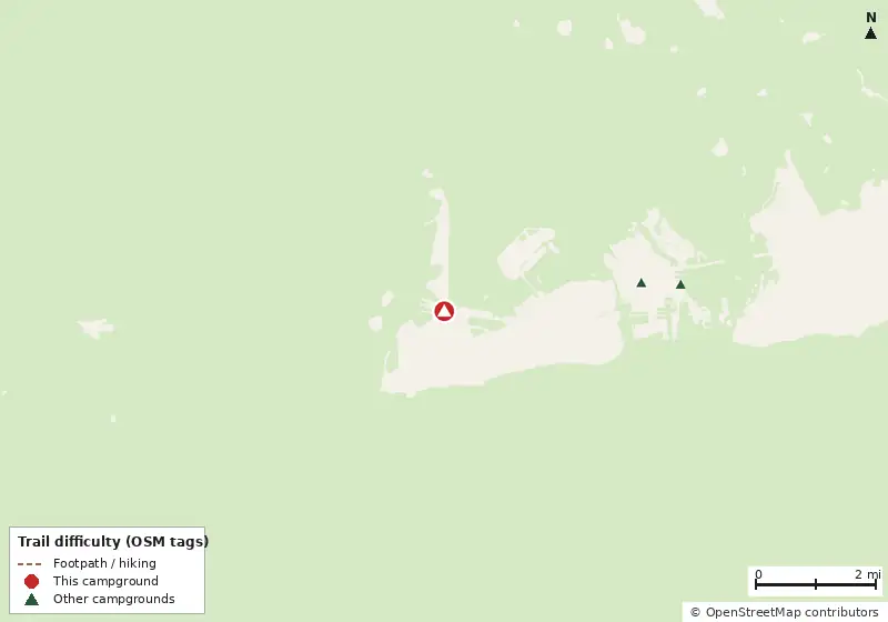 Map of roads, water and trails within about 5 miles of Naval Air Station Key West Campground