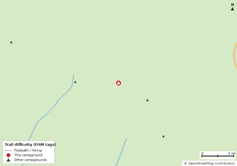 Map of roads, water and trails within about 5 miles of North River Chickee