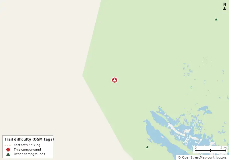 Map of roads, water and trails within about 5 miles of Northwest Cape