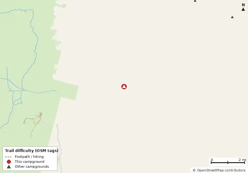 Map of roads, water and trails within about 5 miles of Okefenokee State Park Campground