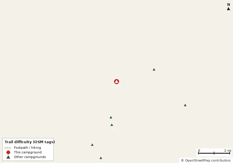 Map of roads, water and trails within about 5 miles of Old Dixie Highway RV Park