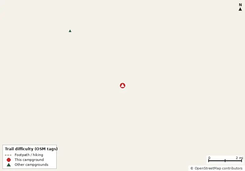 Map of roads, water and trails within about 5 miles of Oscar Scherer State Park Campground