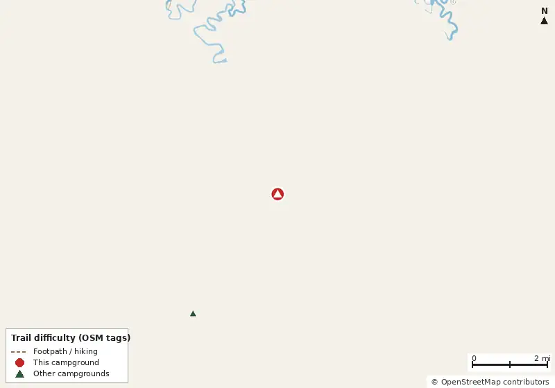 Map of roads, water and trails within about 5 miles of Pecan Park RV Resort