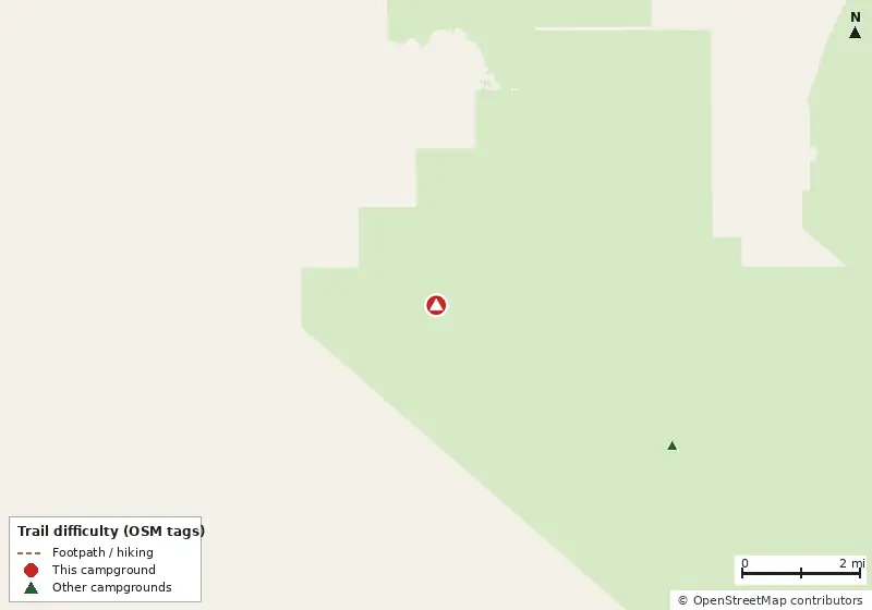 Map of roads, water and trails within about 5 miles of Picnic Key Campsite