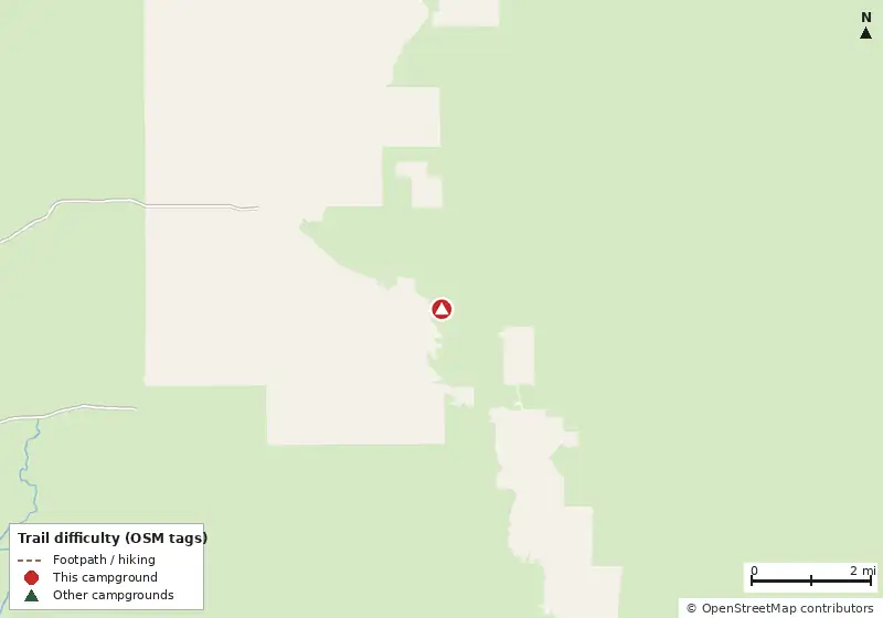 Map of roads, water and trails within about 5 miles of Pine Creek