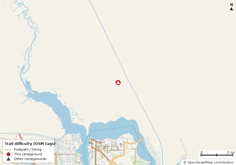Map of roads, water and trails within about 5 miles of Pitchfords RV