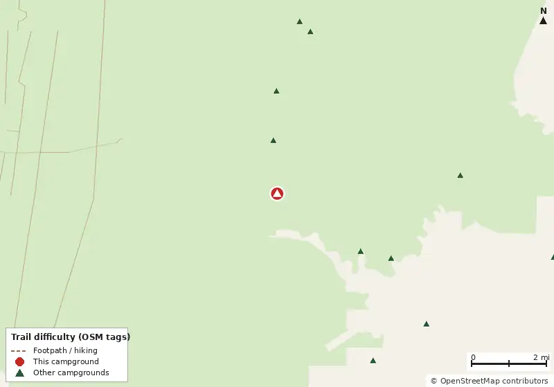 Map of roads, water and trails within about 5 miles of Pope Place Camp