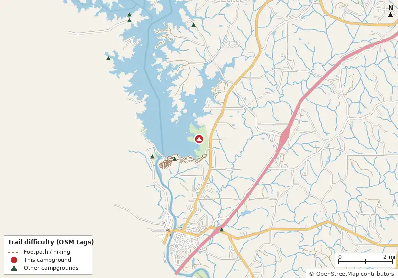 Map of roads, water and trails within about 5 miles of R Shaefer Heard