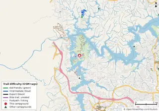 Map of bike trails near Red Top Mountain State Park Campground
