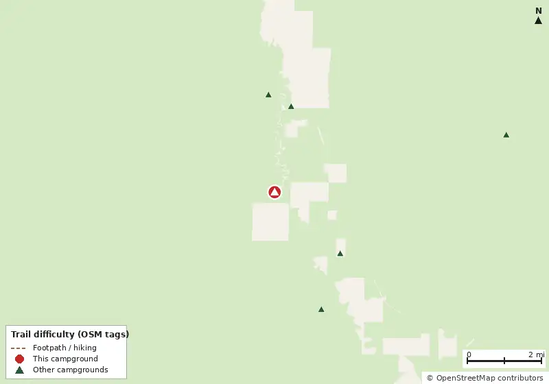 Map of roads, water and trails within about 5 miles of Revell Landing