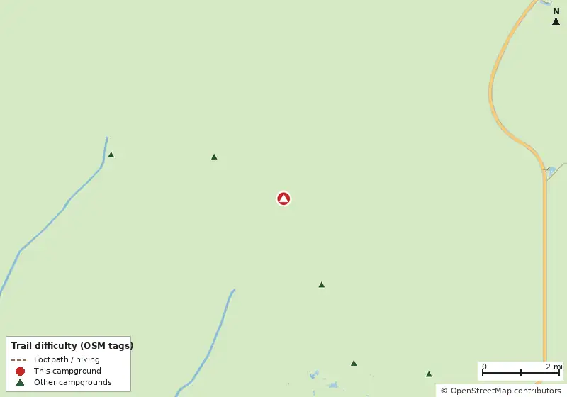 Map of roads, water and trails within about 5 miles of Roberts River Chickee