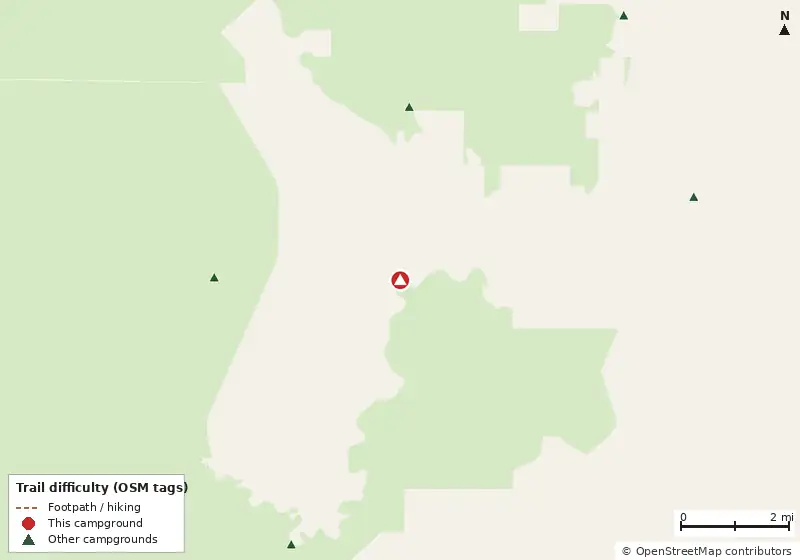 Map of roads, water and trails within about 5 miles of Rock Landing